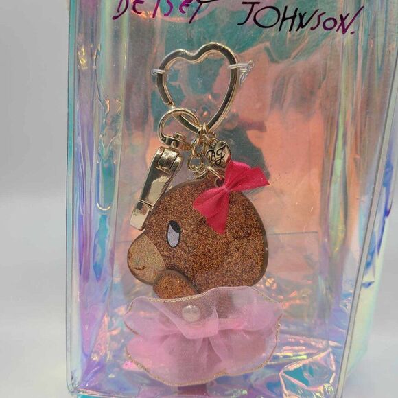 Betsey Johnson Glitter Pink Tutu Bear Key Fob and Handbag Charm NEW! - Picture 5 of 7